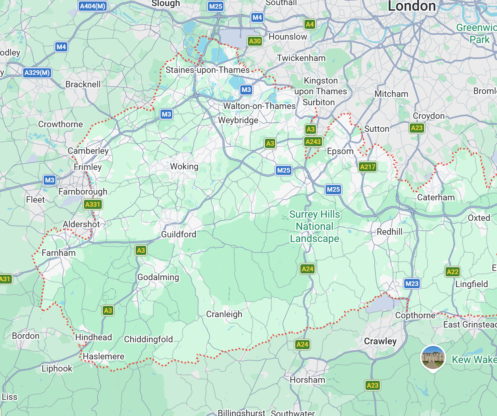 Map of Surrey